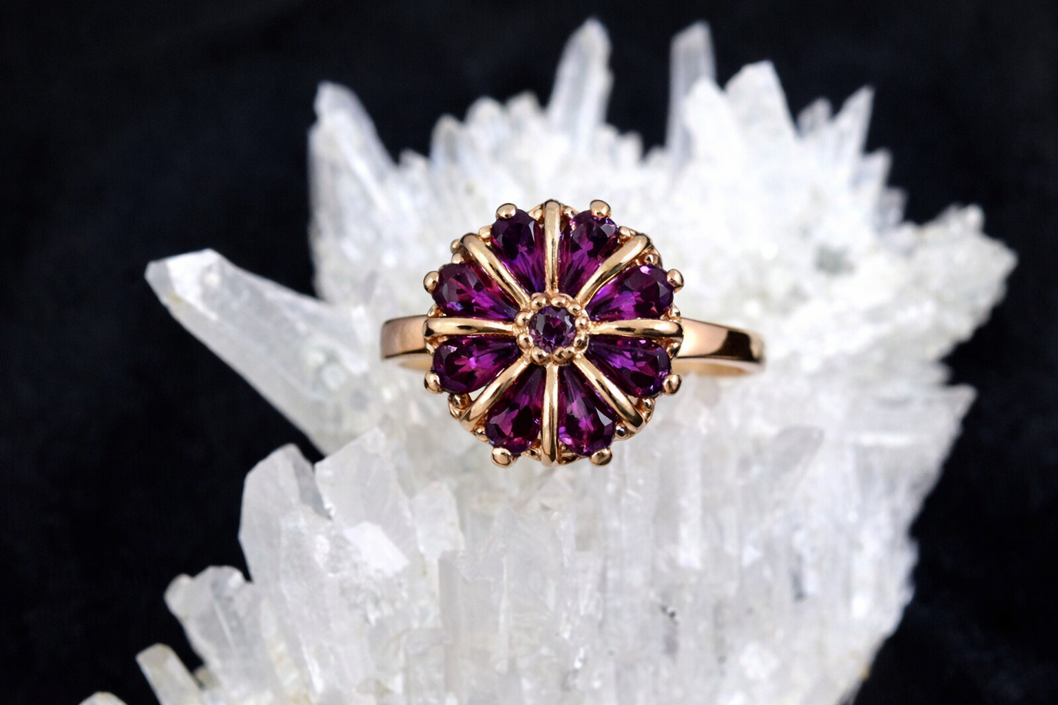 Rodolit kvet prsteň 